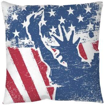 American Flag And Liberty Statue Silhouette Grunge - Stretched Canvas Print: Vintage American Flag Detail (400x400), Png Download