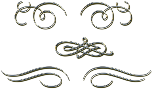 Ornate Metal Silver Curlicue Decorative An - Curlicue (566x340), Png Download