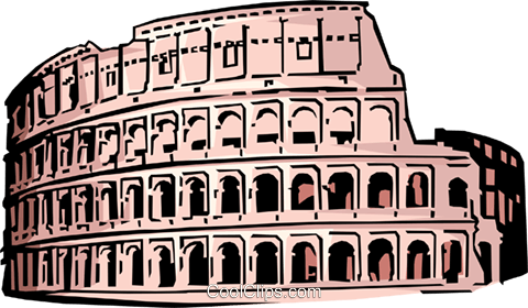 Coliseum In Rome Royalty Free Vector Clip Art Illustration - Roman Coliseum (480x280), Png Download