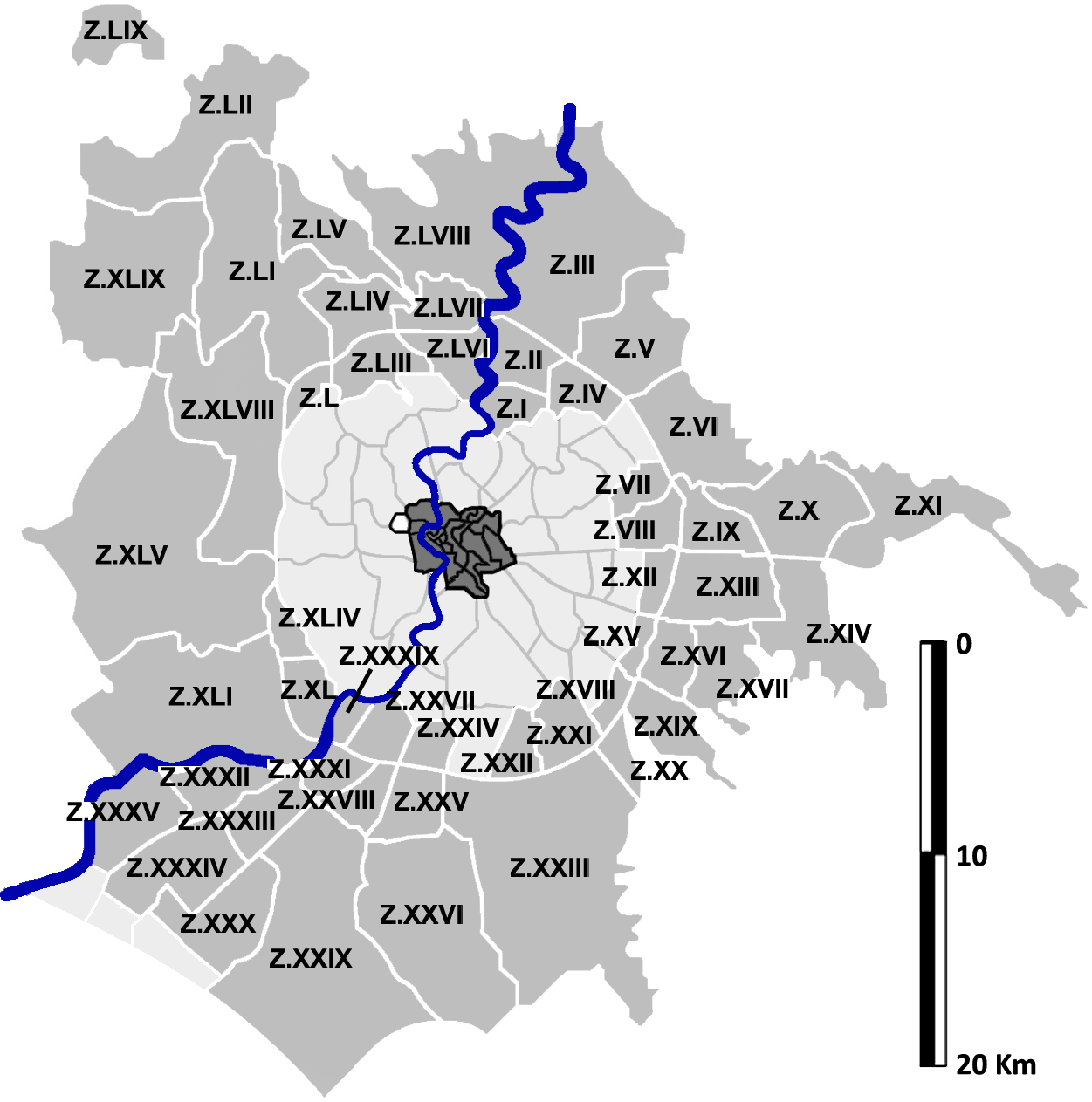 Roma Zone Dell'agro Romano Numerata - Borghesiana Roma (1251x1263), Png Download