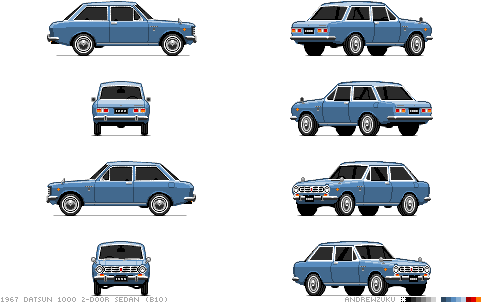 Datsun 1000 Pixel Car - Car Pixel Art 2d (480x326), Png Download