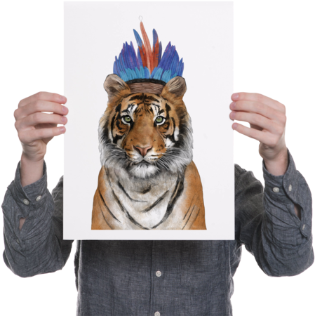 Tiger Wall Art Print (530x530), Png Download