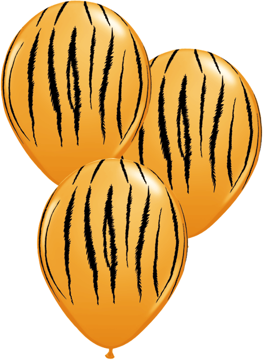 3 Tiger Print Latex Balloons - 6 Pack Jungle Tiger Stripes Latex Balloons (522x713), Png Download
