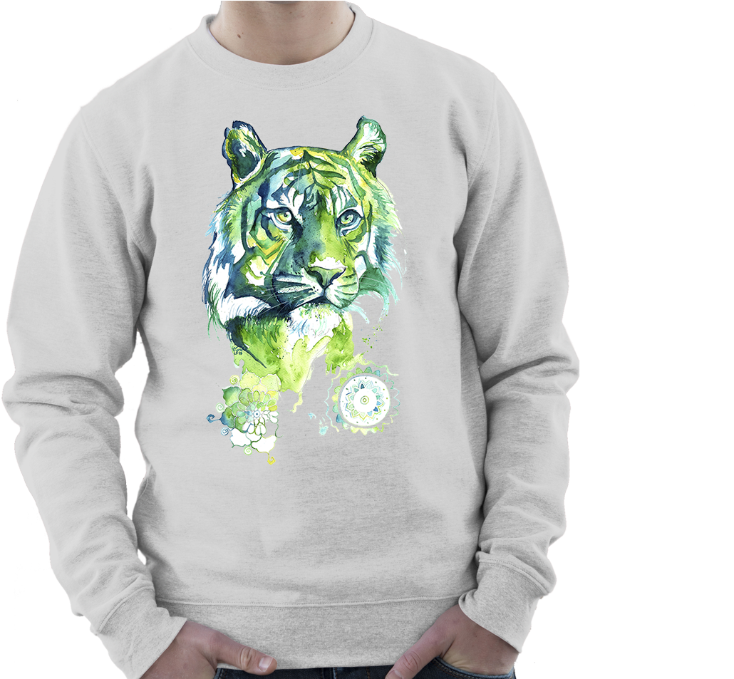 Sweatshirt With Kali Green Tiger Print (1256x952), Png Download