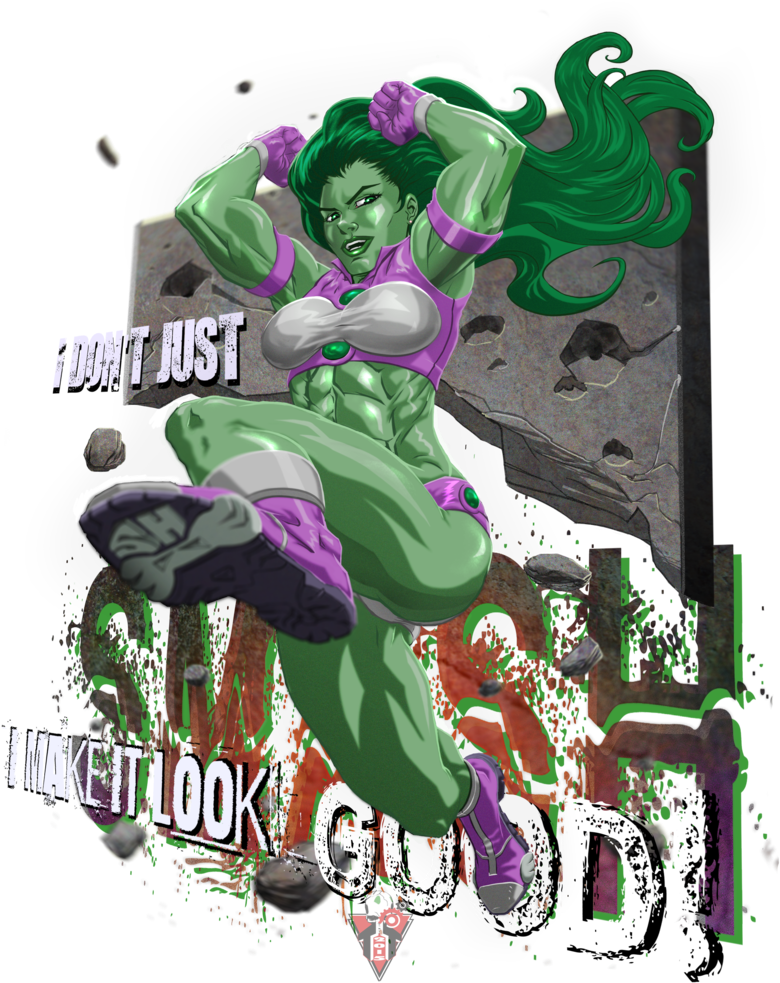 She Hulk Smash T By T Turner (800x1040), Png Download