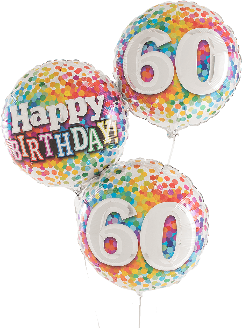 60 Rainbow Confetti Happy Birthday Balloons - 18' Happy Birthday Rainbow Confetti Round Foil Balloon (1367x1367), Png Download