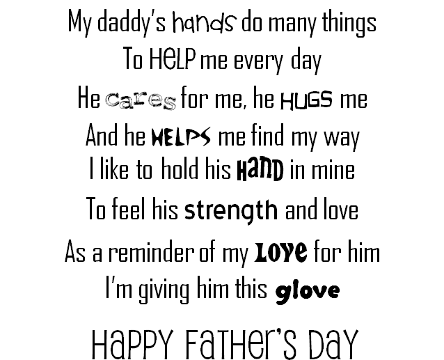 I Wrote The Poem So It Is Not Copywrited And You Can - Fathers Day Glove Poem (639x546), Png Download