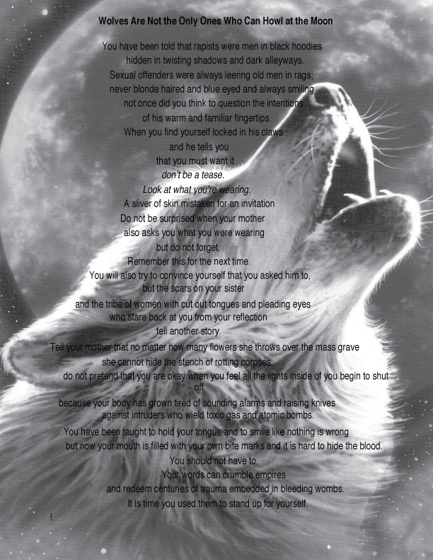 Wolf In Front Of Moon (612x792), Png Download