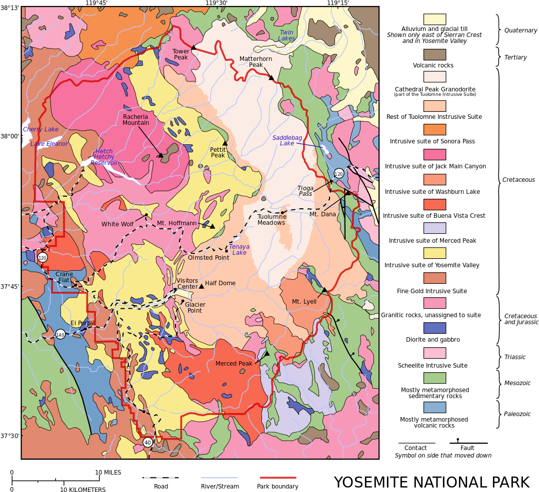 Map Of Cathedral Peak Granodiorite - Yosemite Timeline (1093x1024), Png Download