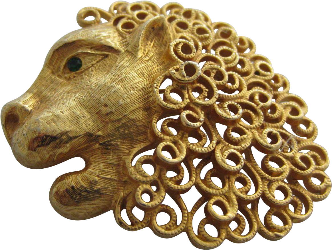 Impressive Jeanne Lion's Head Brooch, C - Brass (1162x1162), Png Download