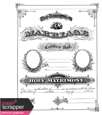 Vintage Marriage Certificate (456x456), Png Download