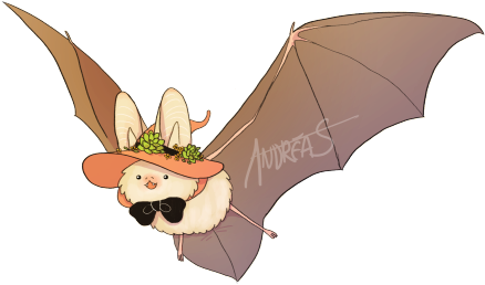 First Commission Of The New Year A Cute Long Eared - Grey Long Eared Bat Art (500x338), Png Download
