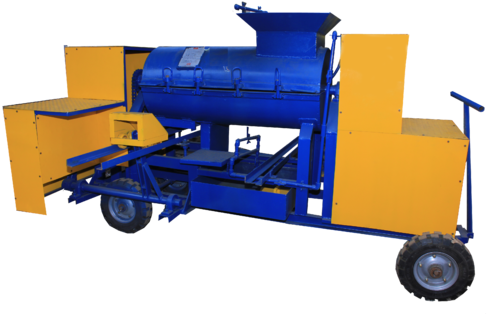 Semi-automatic Single Drum Clay Brick Machine With - Brick (500x333), Png Download