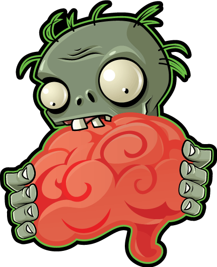 Brains Clipart Zombie - Plants Vs Zombies Eating Brains (431x530), Png Download