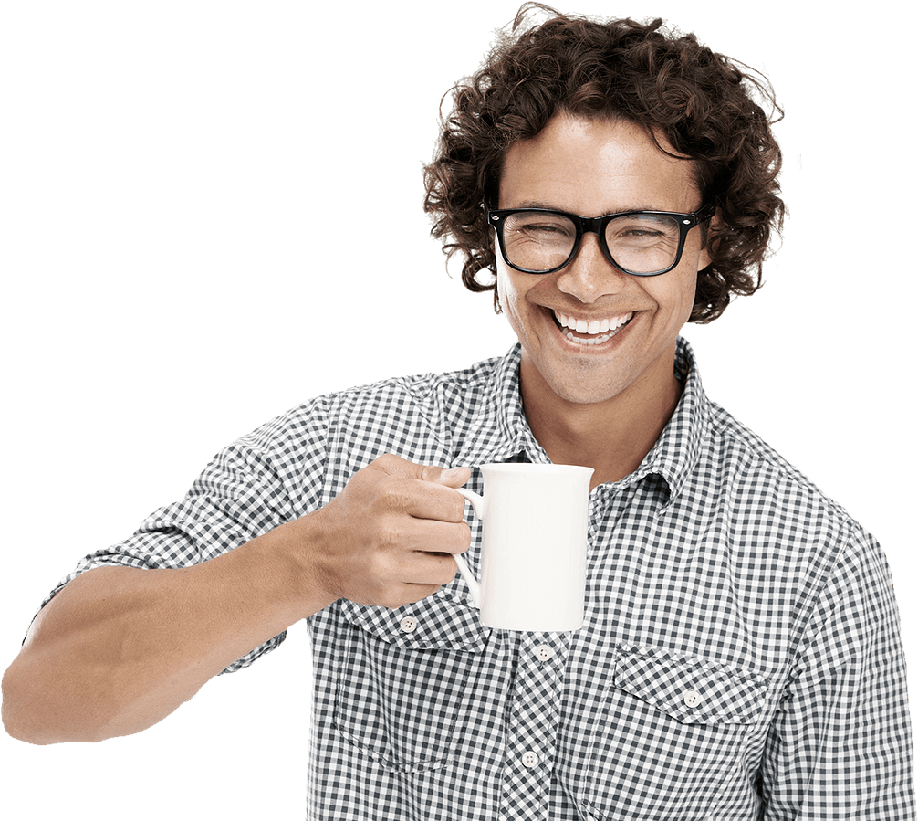 Fingerprint Single Sign On - Person Drinking Coffee Png (1008x906), Png Download