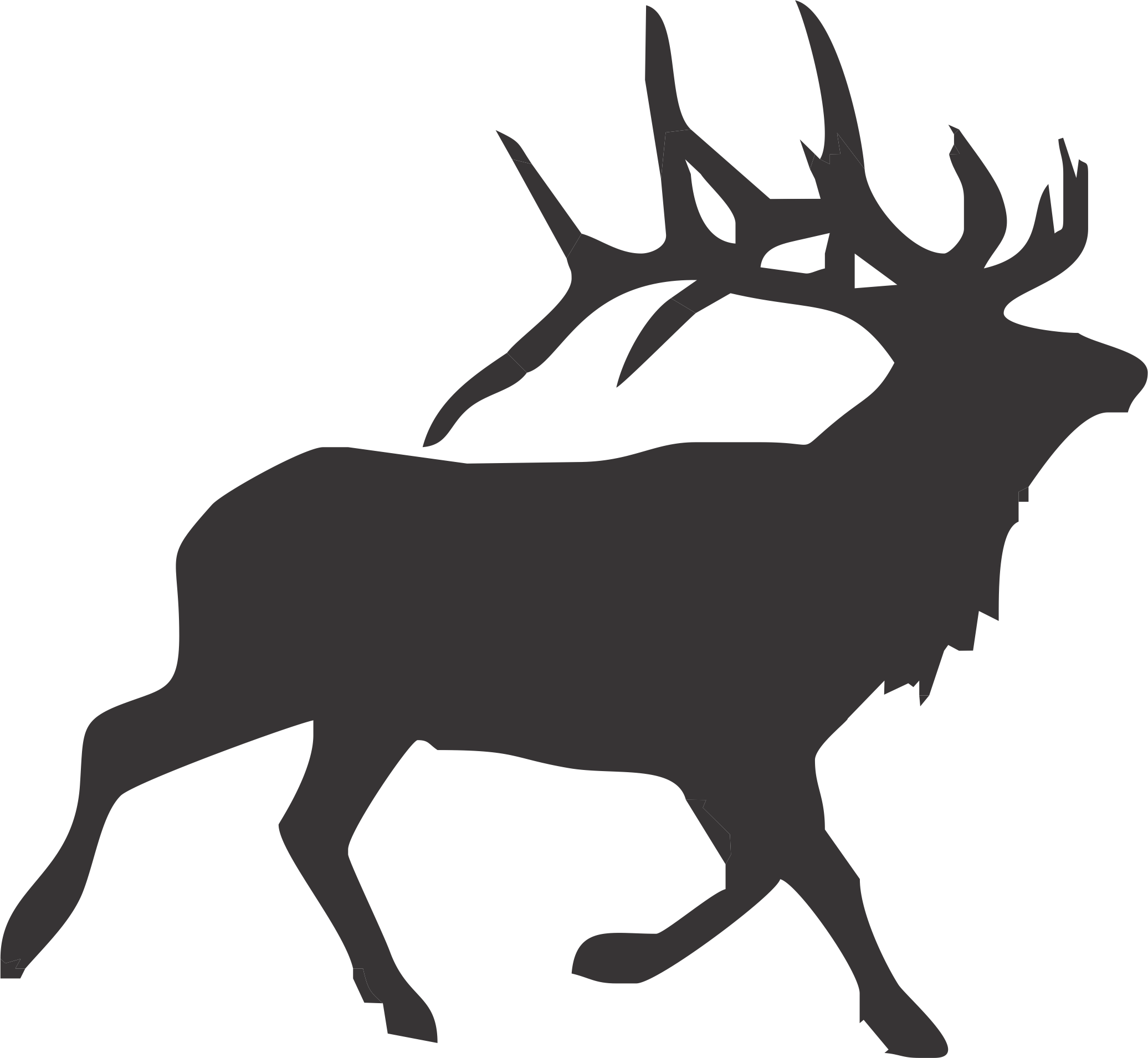 Bulletin Resources - Elk Silhouette (2072x1910), Png Download