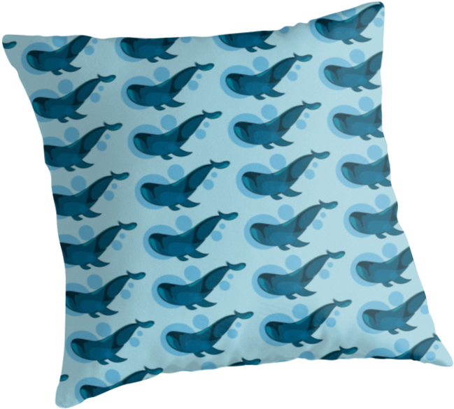 Blue Bubble Whale By Eugeniaart - Cushion (875x875), Png Download