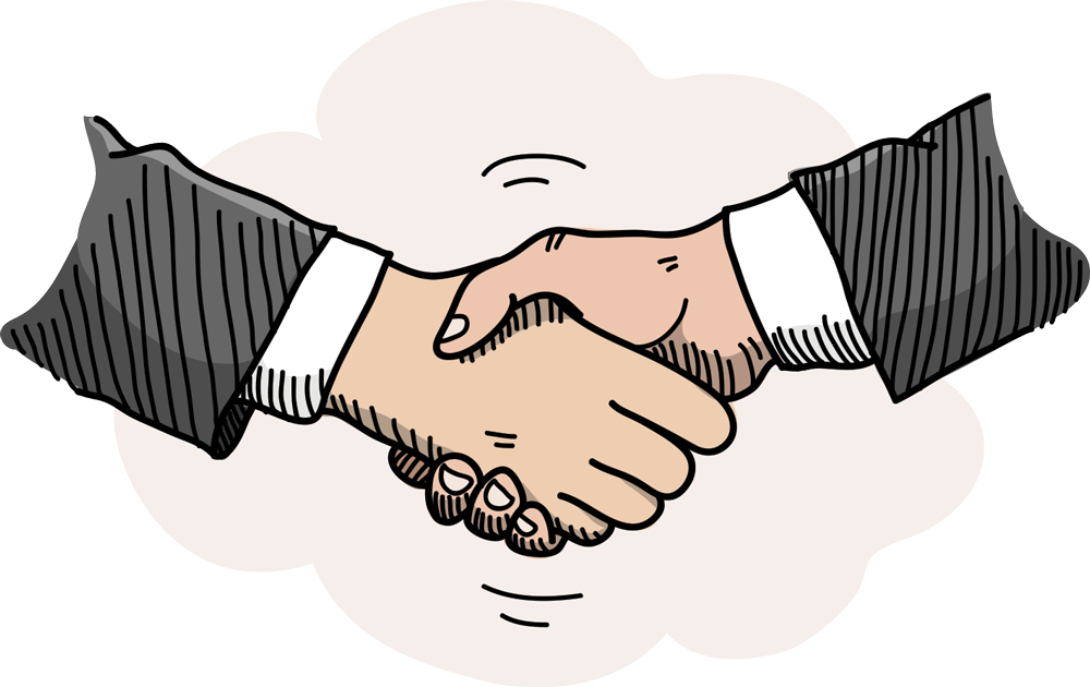 Handshake Vector Png Download - Hand Shaking Cartoon Drawing (1000x630), Png Download