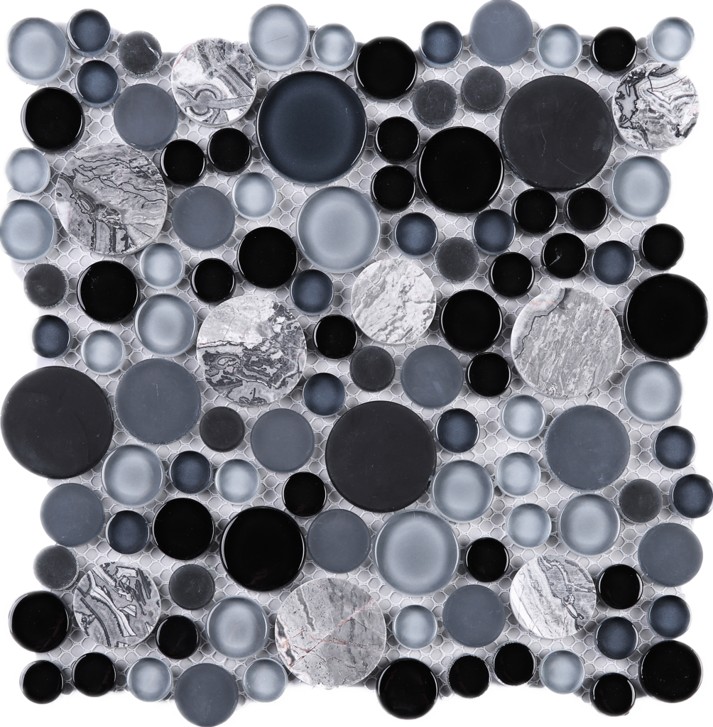 Multile-fusion Blue Bubble Glass And Marble Mosaic - Marble (1004x1024), Png Download