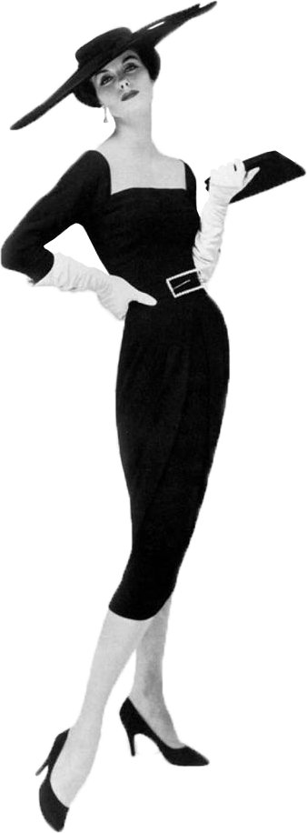 Cut Png 5 - 1940's Fashion Illustration Pose (338x916), Png Download