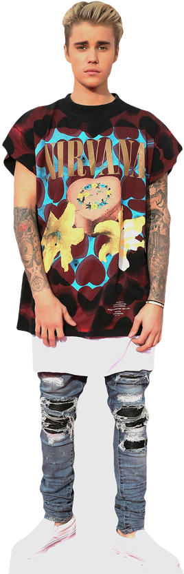 Life Sized Cutouts Custom Cardboard Cutouts Masks - Justin Bieber Cutout Png (268x833), Png Download