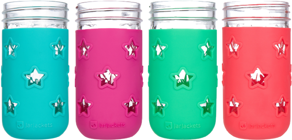Package Of 4 - Jarjackets Package Of 4 | Silicone Mason Jar Sleeves (615x289), Png Download