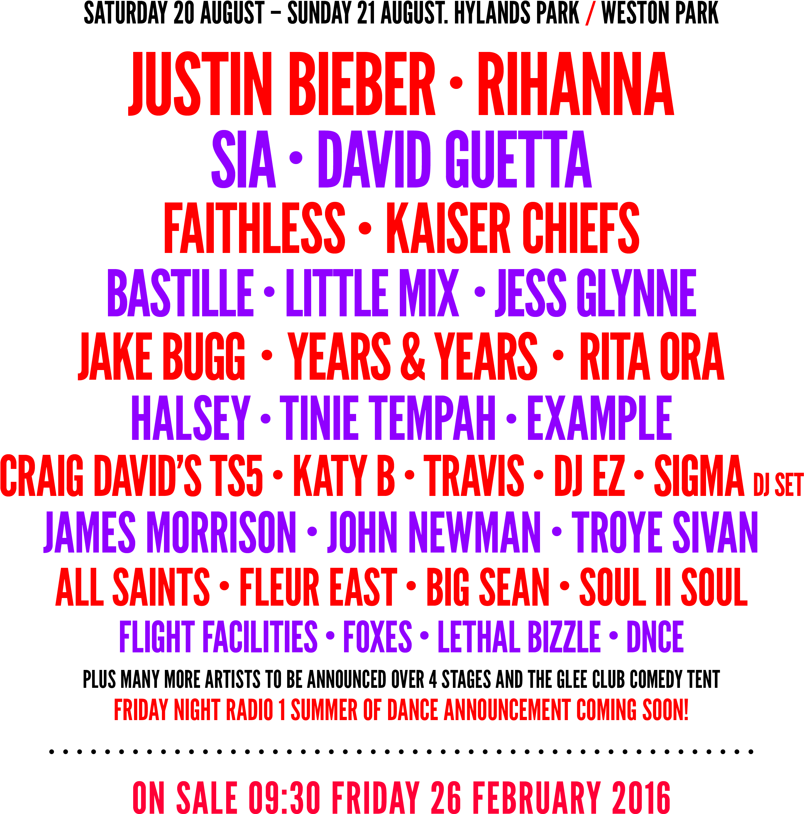 Rihanna And Justin Bieber Are The Official Headliners, - C Festival Line Up (3000x3000), Png Download