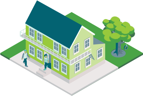 Image Of Two Story House With Tree And People - Houses Without Background (600x425), Png Download