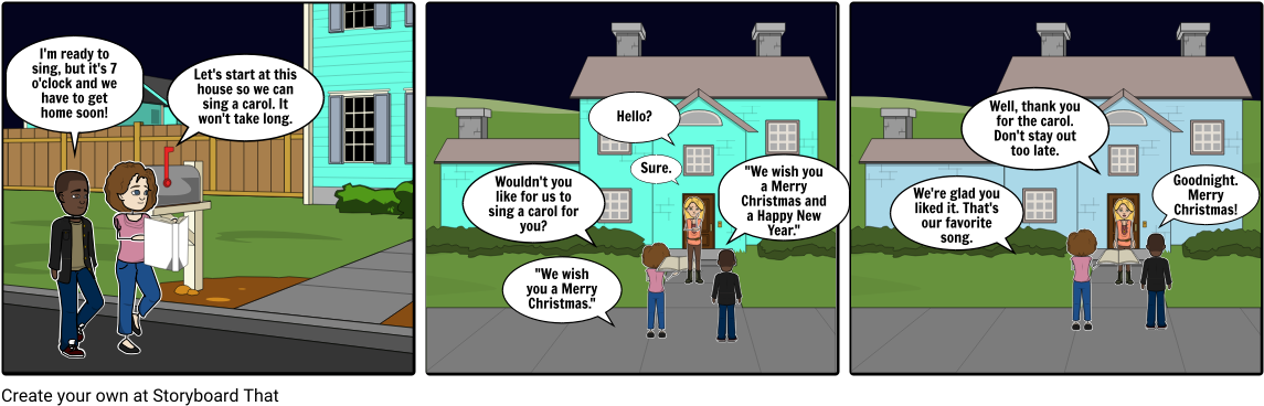 Christmas Carol Storyboard - Cartoon (1164x385), Png Download