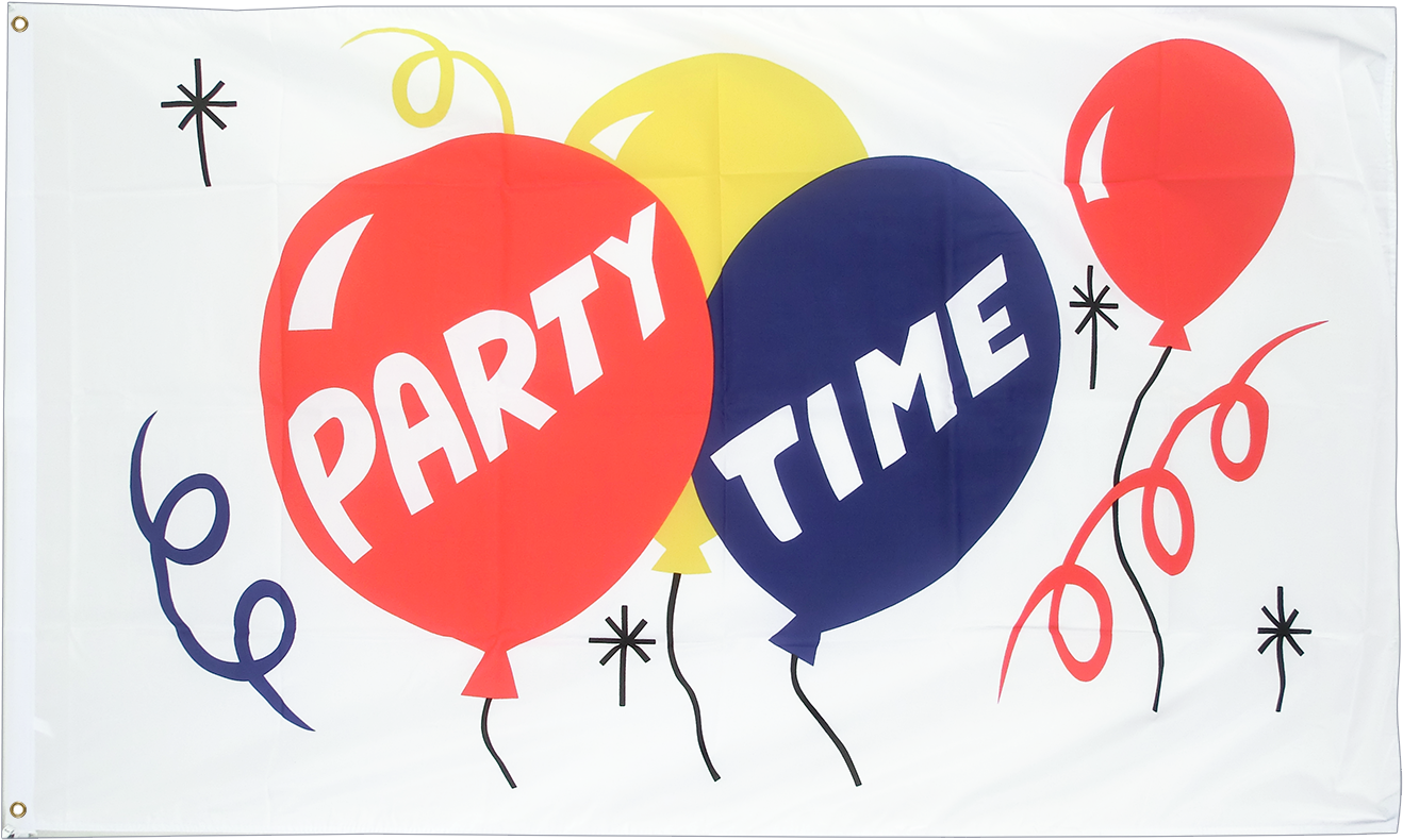 Ft Flag - Large Party Time Flag - 5x8 Ft (1500x1000), Png Download