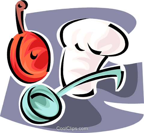 Soup Ladle, Frying Pan With A Chef's Hat Royalty Free - Cooking Hats (480x444), Png Download