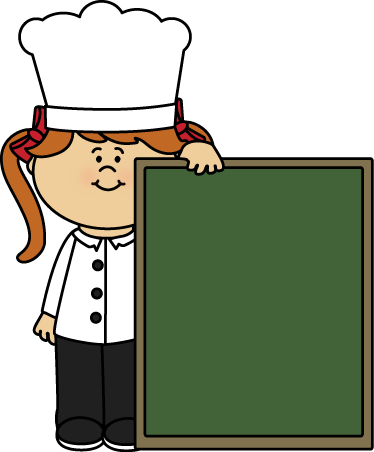 Chef And Chalkboard Clip Art - Cartoon (374x452), Png Download