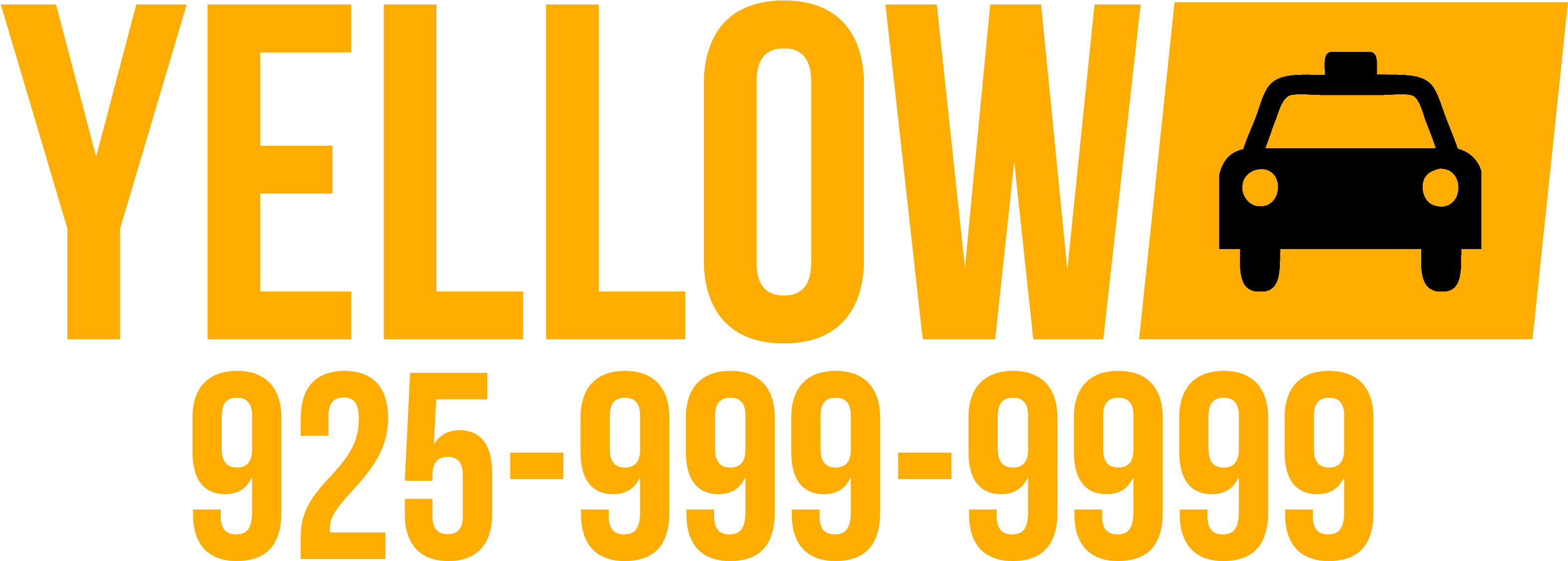 Yellow Cab Tri Valley Logo And Phone Number 925 999 - Yellow Cab Taxi Number (3142x1328), Png Download
