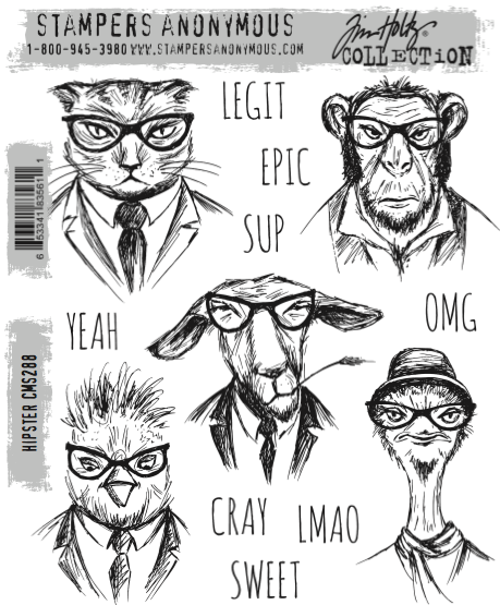 Stampers Anonymous Tim Holtz Rubber Stamps Hipster - Tim Holtz Hipster (459x555), Png Download
