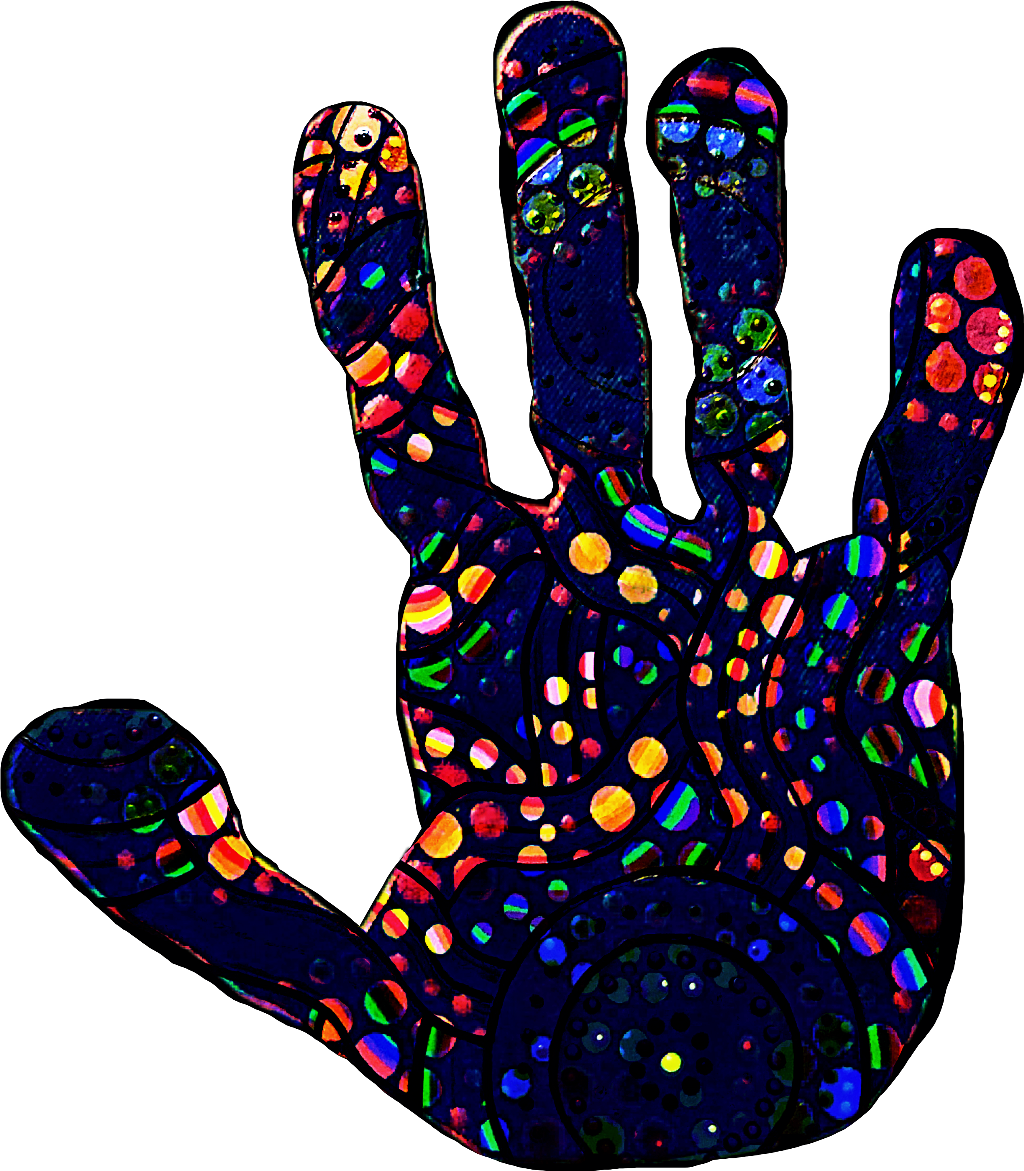 Hand Handprint Rainbow Dots Handprints Rainbowhand - Rainbow (1024x1171), Png Download