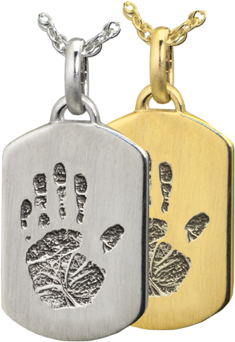 Petite Dog Tag Handprint Jewelry (500x500), Png Download