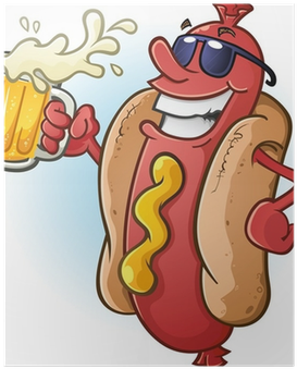 Hot Dog Cartoon Wearing Sunglasses And Drinking Cold - Hotdog Cartoon (400x400), Png Download