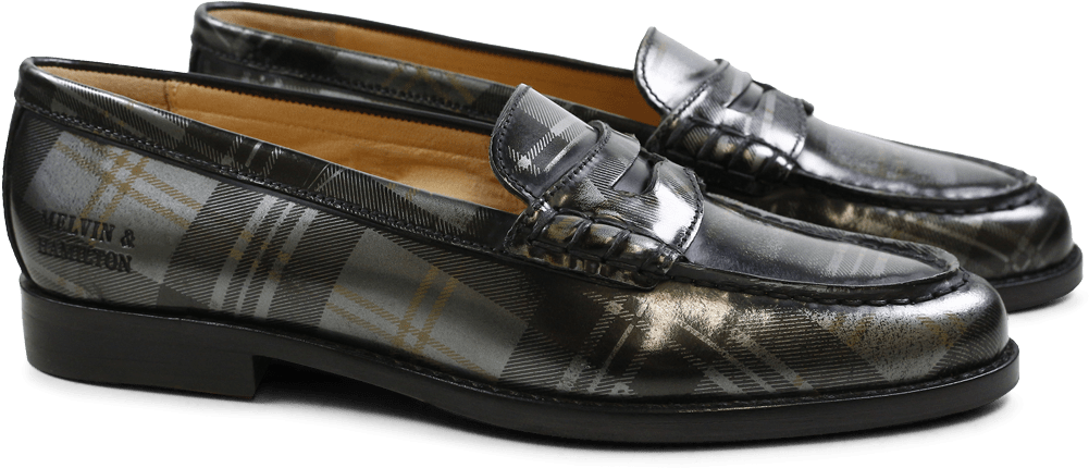 Loafers Mia 1 Brush Check Gunmetal Hrs - Slip-on Shoe (1024x1024), Png Download