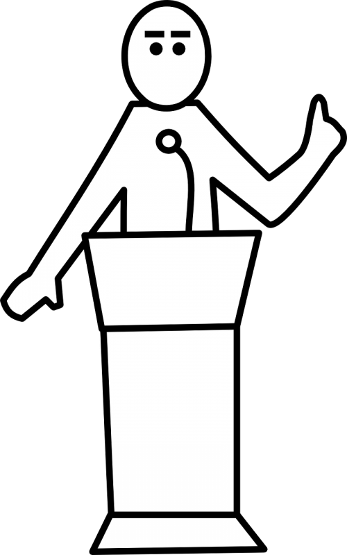 Public Speaking Clipart Black And White (500x800), Png Download