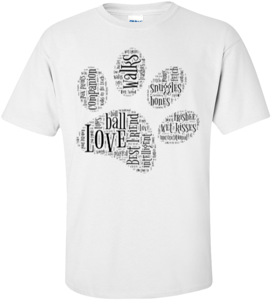 Black Paw Print Word Cloud Ultra Cotton T-shirt - Vet Word Cloud Shirt Design (1024x1024), Png Download