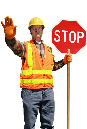 A Desired Commodity To Our Many Respected Employers - Construction Worker With Stop Sign (366x550), Png Download