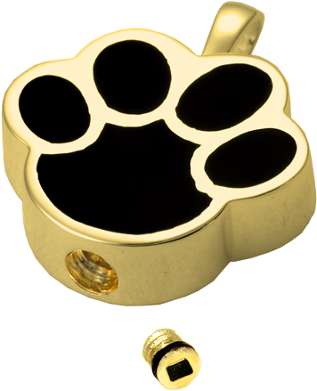 Black Inlay Paw Print Cremation Jewelry Urn Opening - Cremation (500x500), Png Download