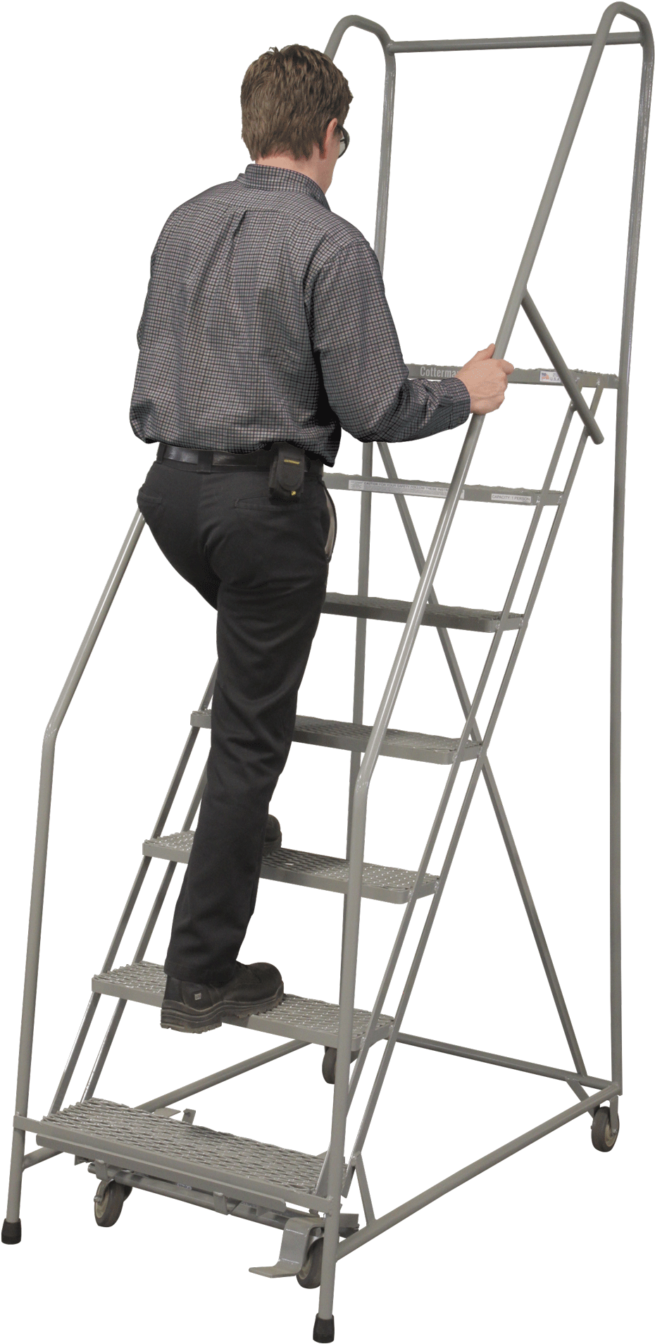 Partially-assembled, Standard Angle Ladders - Cotterman - 1006r2630a1e10b4d3c1p6 - 6-step Rolling (1264x2083), Png Download
