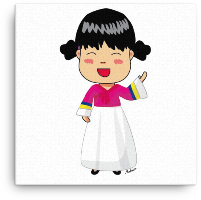 Canvas Art Print Of Korean Girl By Artist Mahieu - Kaffeetasse Mit Koreaner Chibi Durch Mahieu (1000x1000), Png Download