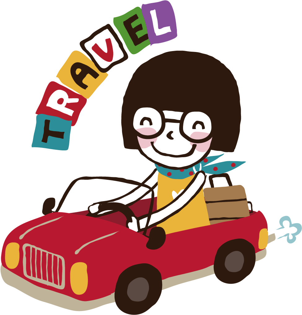 South Korea Girl Travel Car Illustration - Cartoon (1134x1134), Png Download