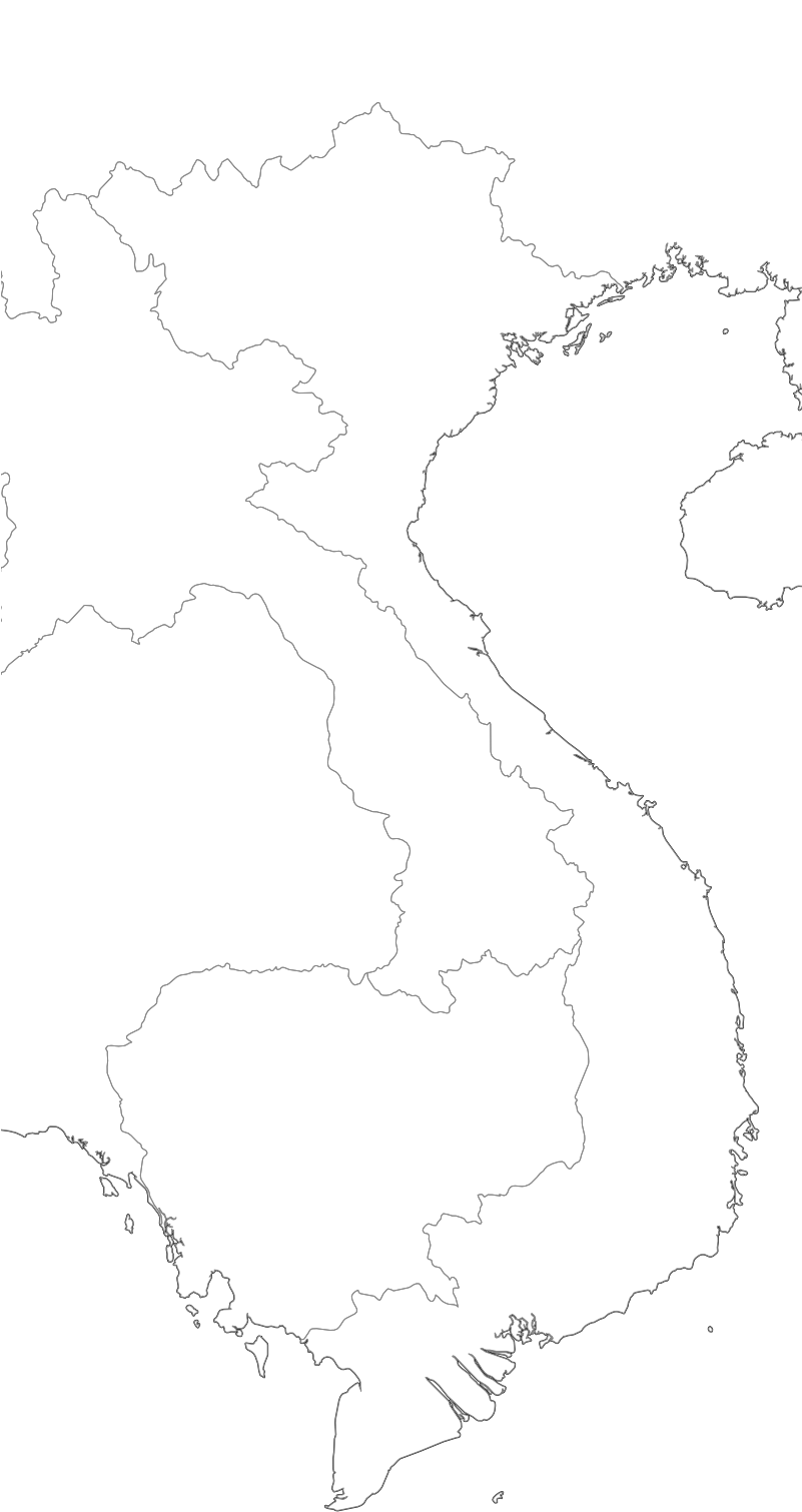 Large Vietnam Blank Map With Borders And Coasts Outlines - 3 Wochen Thailand (800x1600), Png Download