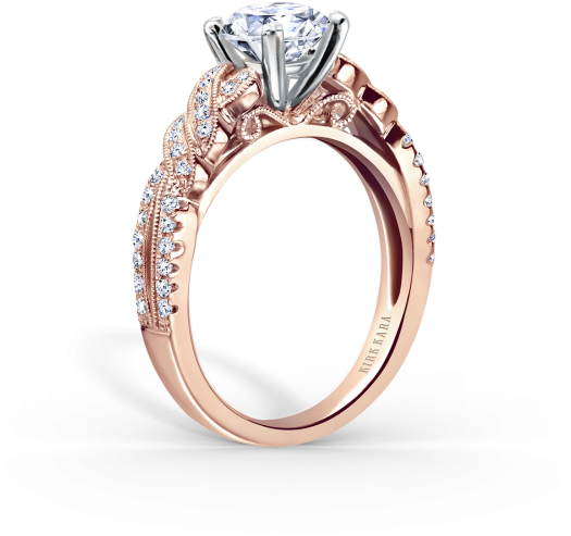 Pirouetta 18k Rose Gold Engagement Ring - Kirk Kara Engagement Ring Pirouetta (600x600), Png Download