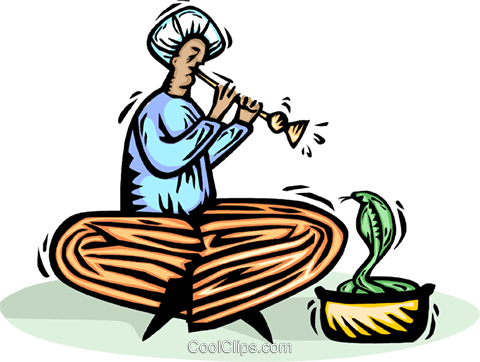 Snake Charmer Royalty Free Vector Clip Art Illustration - Cobra Flute (480x362), Png Download