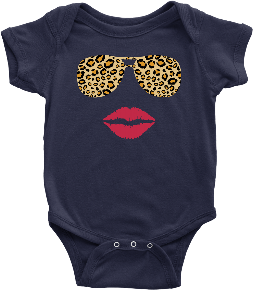 Leopard Sunglasses & Red Lipstick Lips Kiss Baby Infant - Vinyl Boutique Shop Craft Adhesive Safari Animal Patterns (1024x1024), Png Download