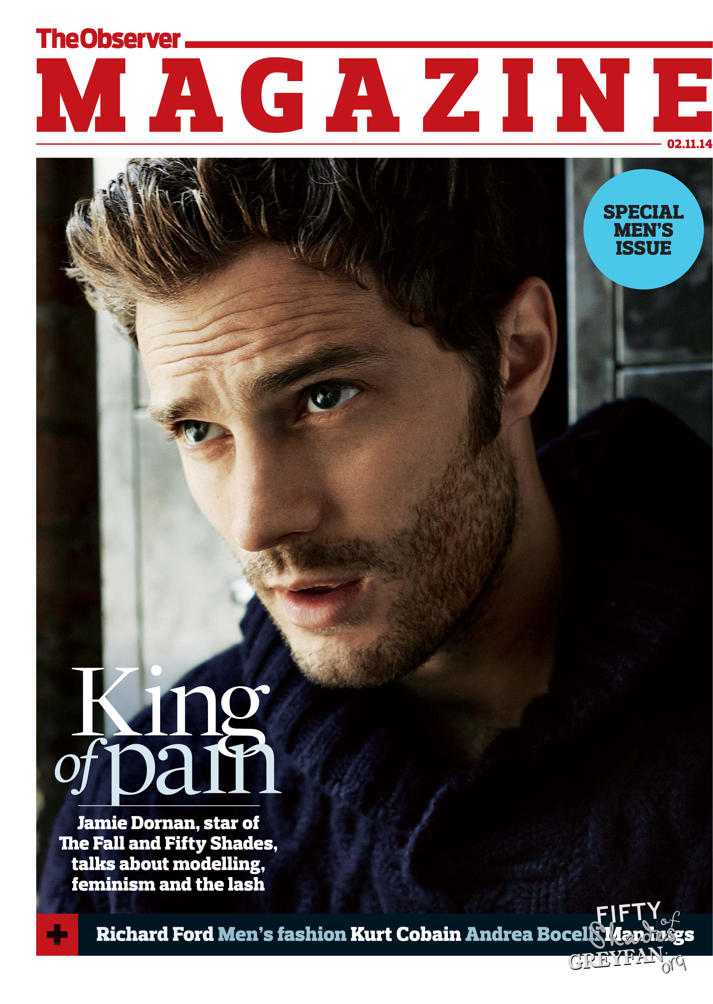 Jamie Dornan 50 Sombras The Observer Scan Portada - Observer Magazine Front Cover (2367x3267), Png Download
